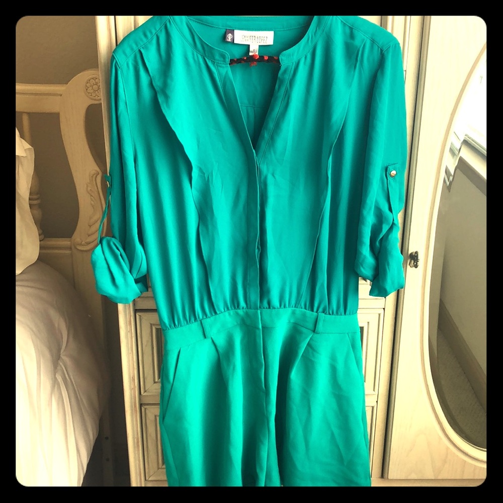 🚫DONATED🚫Jennifer Lopez Teal Romper **HP 5/17/20** - Picture 2 of 6